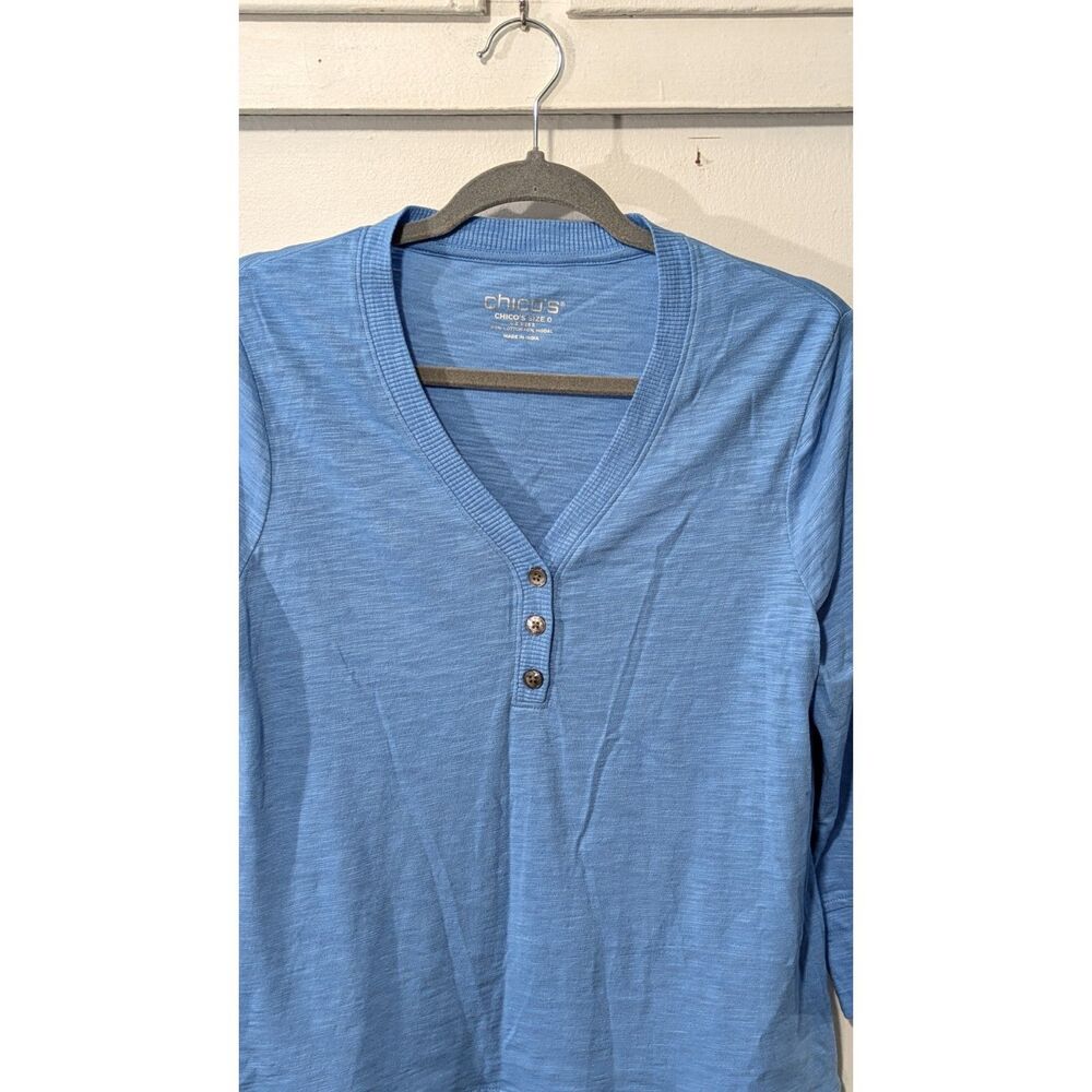 Chico's Sail Away V-Neck Henly Top blue size S - Picture 4 of 7
